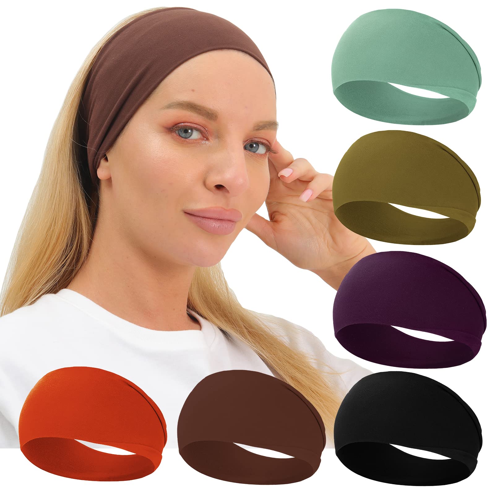 RITOPER Non-Slip Workout Headbands for Women - Super Soft Wide Yoga Running Exercise Headbands, Elastic Sweatband Hair Bands for Active Women - Perfect for Gym, Yoga, Running & Outdoor Sports