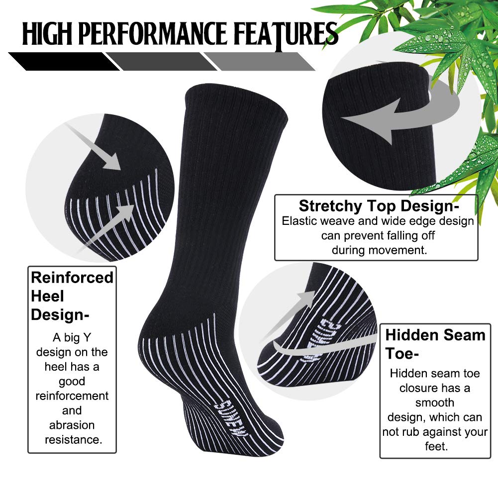 Sunew Viscose Bamboo Socks for Men & Women - 6 Pairs Soft Breathable Cushioned Crew Socks for Workout, Hiking, Running & Daily Wear - Comfortable Athletic Socks for Sports & Outdoor Activities