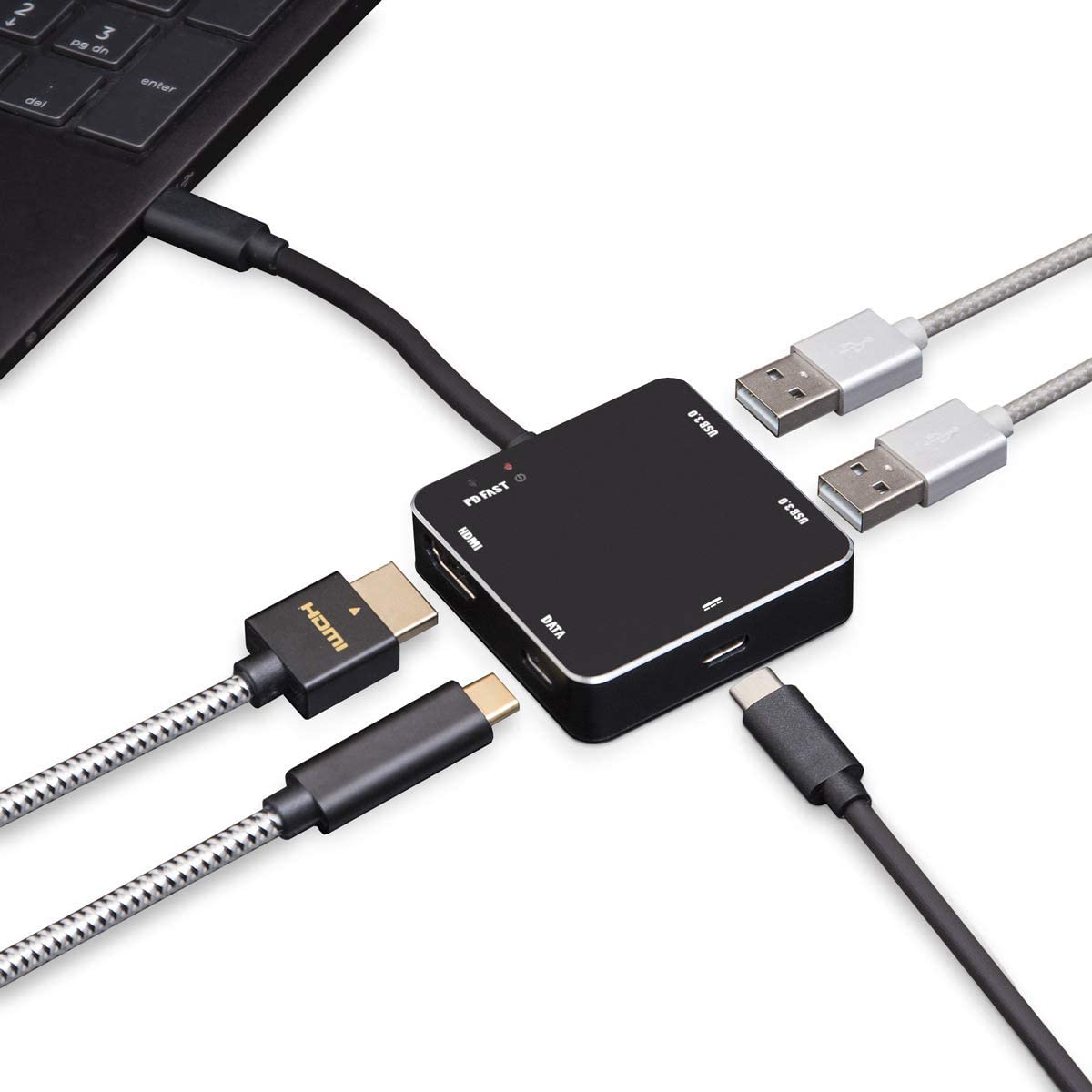 USB 3.1 Gen 1 Type C Hub with 60W PD Charging, HDMI 4K Output, 3 USB 3.0 Ports - Multi-Function Adapter for MacBook Pro, Dell XPS, Surface Laptop - Perfect for Home Office, Gaming & Travel Accessories