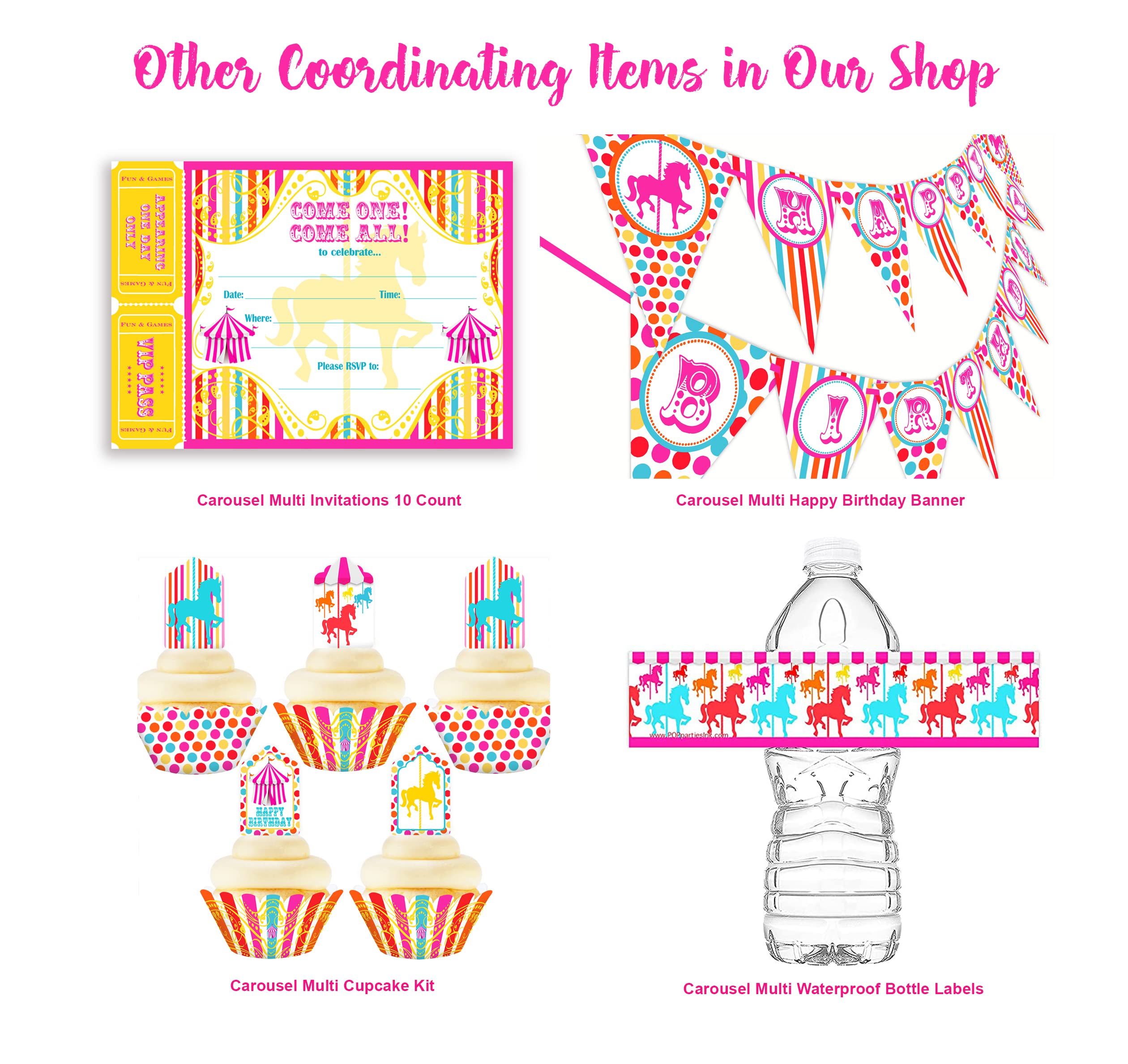 Carousel Circus Cupcake Toppers and Wrappers Set - 24pcs Cupcake Decorations for Birthday Parties, Baby Showers & Circus Themed Events - Premium Carousel Party Supplies with AR Feature