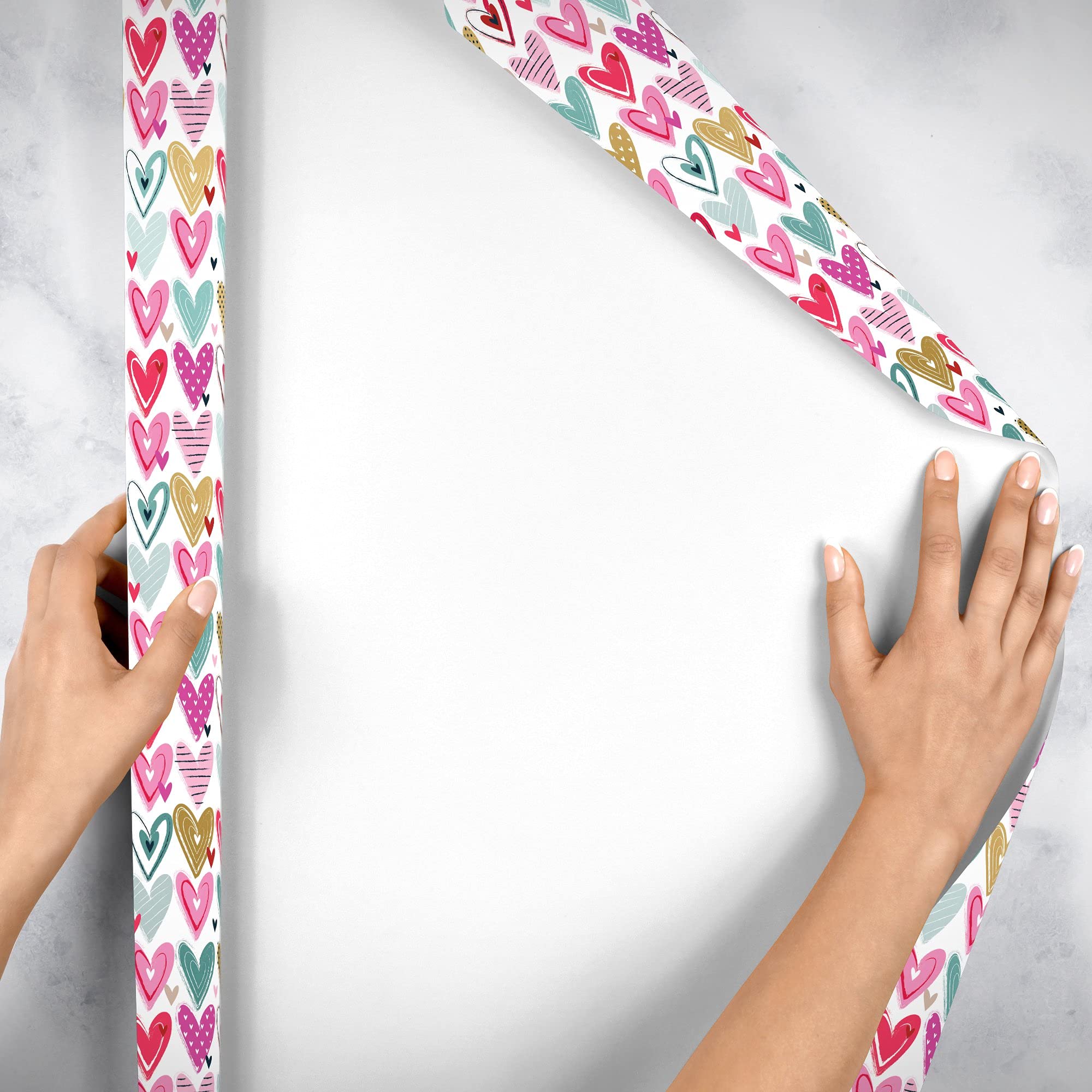 Jillson Roberts Bulk Valentine Gift Wrapping Paper - 833 Feet x 24 Inches, Pretty Hearts Design, Premium Quality for Holiday Gifts, Party Decorations & Craft Projects