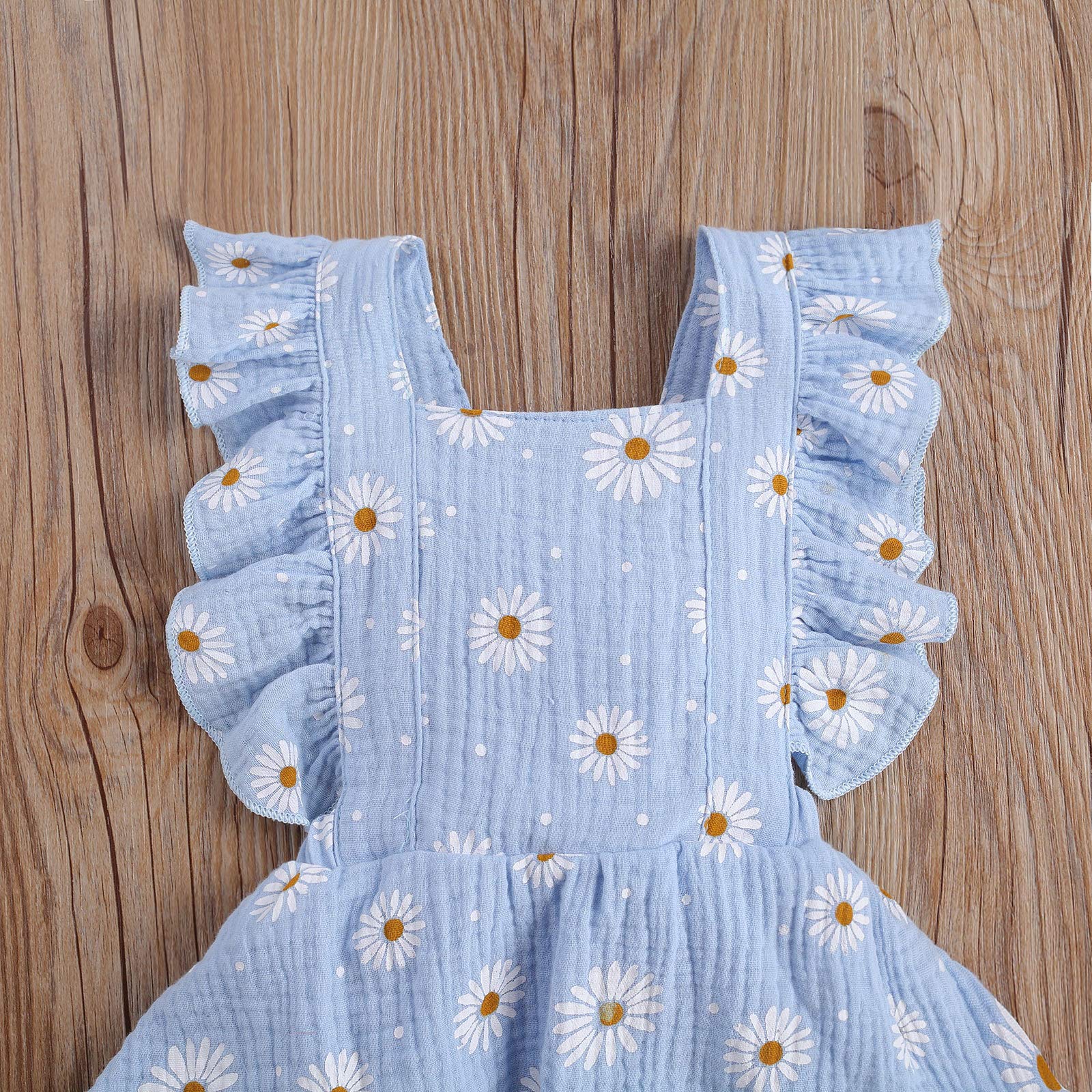 Newborn Baby Girl Daisy Romper Dress - Adjustable Ruffles One-Piece Bodysuit Jumpsuit | Soft Summer Outfits for Infants | Perfect for Photoshoots, Parties & Outdoor Play