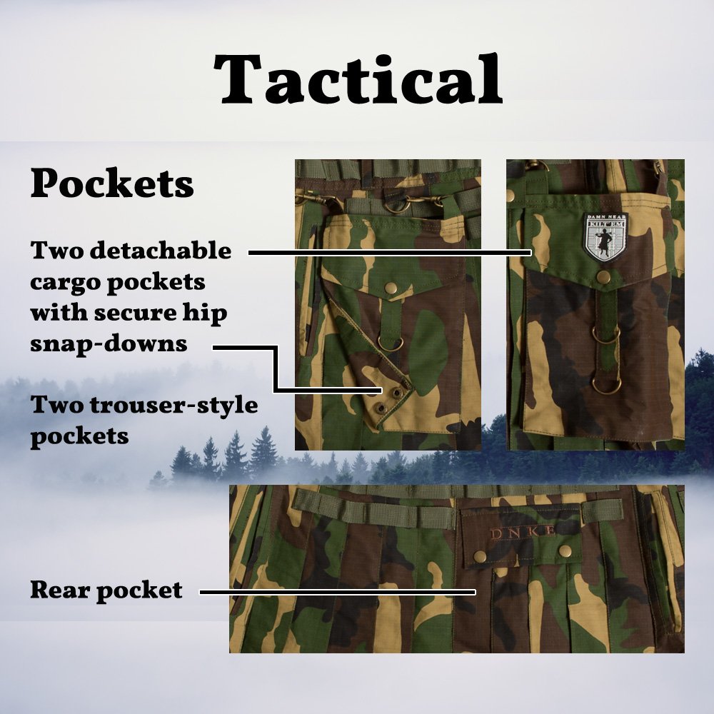 Men's Tactical Utility Kilt - Durable & Versatile Outdoor Kilt for Hiking, Camping & Festivals | Adjustable Fit & Multiple Pockets