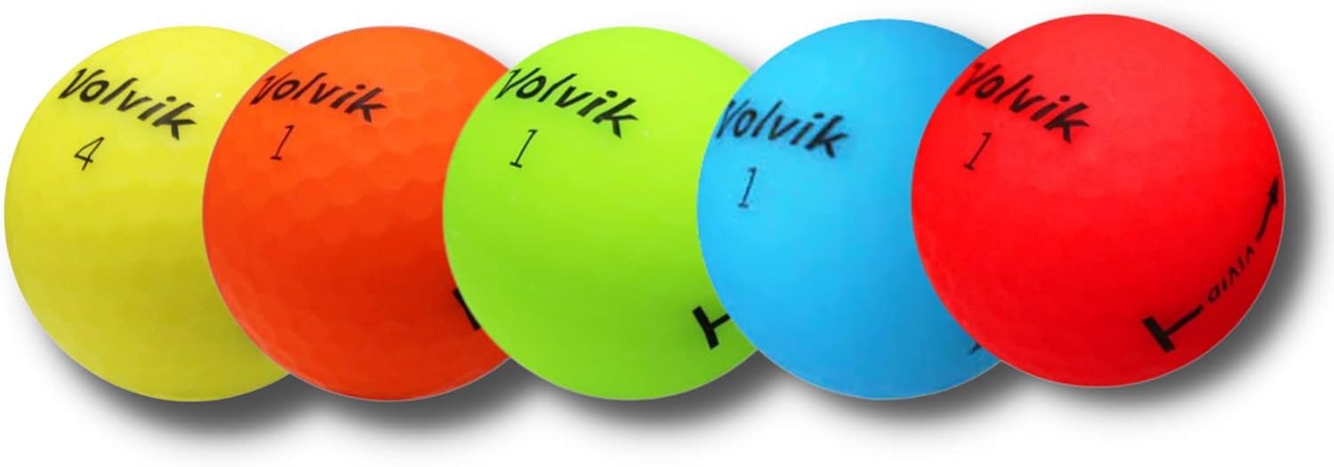 Premium Volvik Matte Neon Multicolored Golf Balls - High Visibility Used Golf Balls for Men & Women | Perfect for Night Golf, Driving Range & Low Light Play