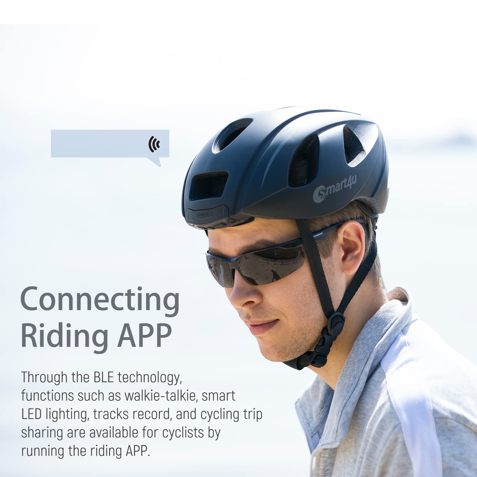 SH55M Smart Bluetooth Bike Helmet with Speakers & Mic, Smart Turn Signals, Fall Detection, Rear Light, CE CPSC Certified, for Adults Men Women - Perfect for Cycling, Commuting, and Outdoor Adventures