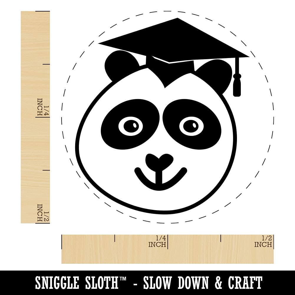Graduation Panda Self-Inking Rubber Stamp - 1/2 Inch Mini Stamp with Black Ink for Crafting, Scrapbooking & Planner Decorations - Perfect for DIY Projects, Card Making & Gift Wrapping