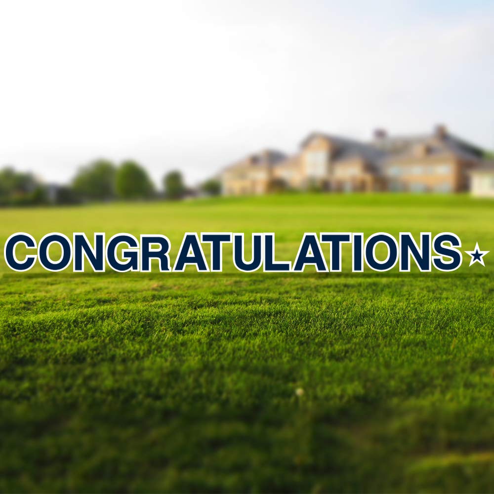 Vispronet 18in Tall Weather-Resistant Congratulations Yard Sign with Steel Stakes - Navy Blue Outdoor Party Decor for Graduations, Birthdays & Special Occasions