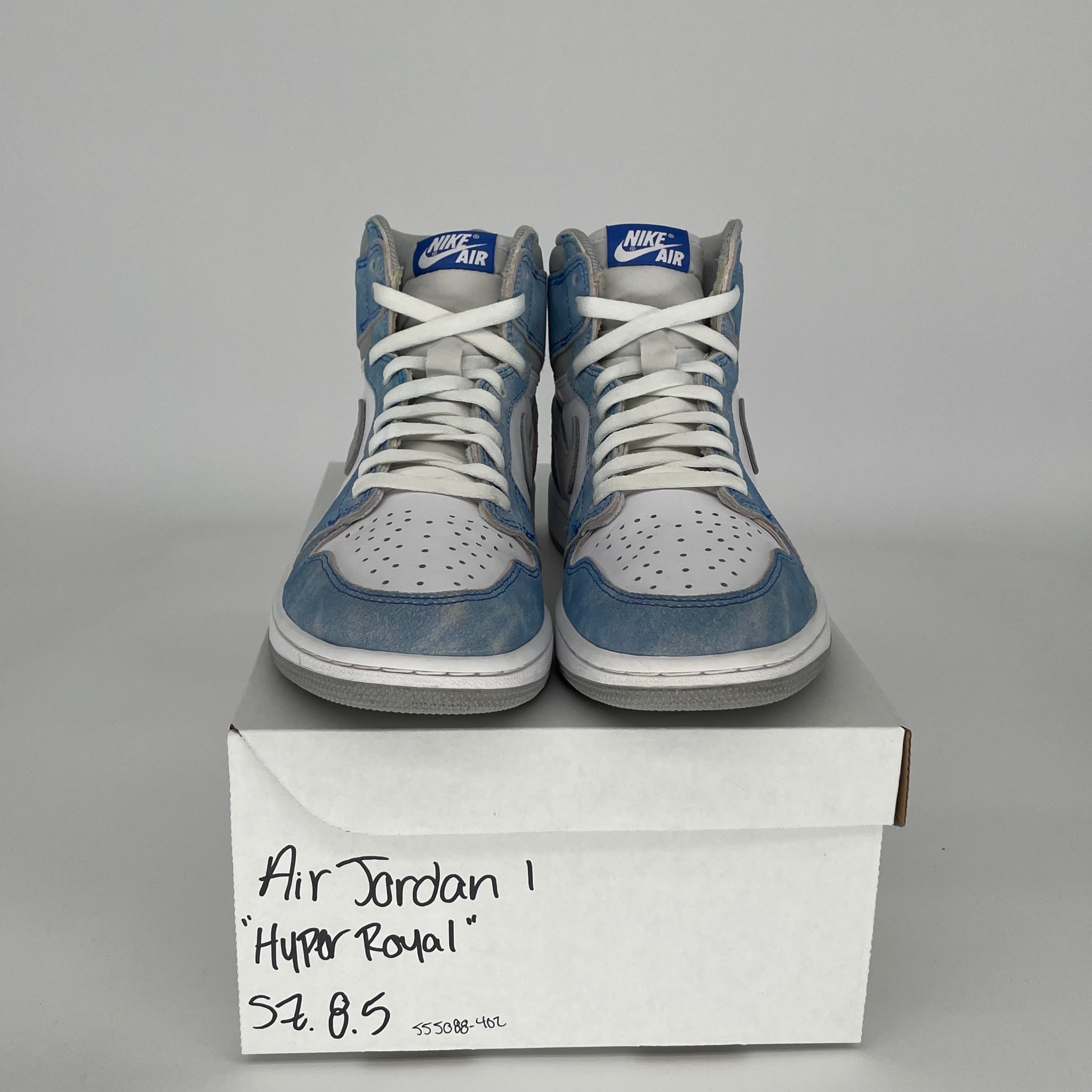 Air Jordan 1 Hyper Royal Sneakers - Size 8.5 Men's (555088-402) - Classic Basketball Shoes for Streetwear & Casual Outfits