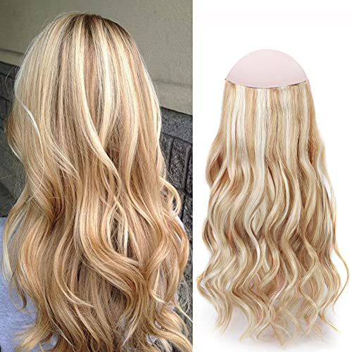 20 Inch 120g Sassina Fish Wire Human Hair Extensions - Highlight Dark Dirty Blonde Mixed Ash Blonde Remy Wire Hair - Real Human Miracle Wire Straight Hairpiece for Parties, Weddings & Daily Styling