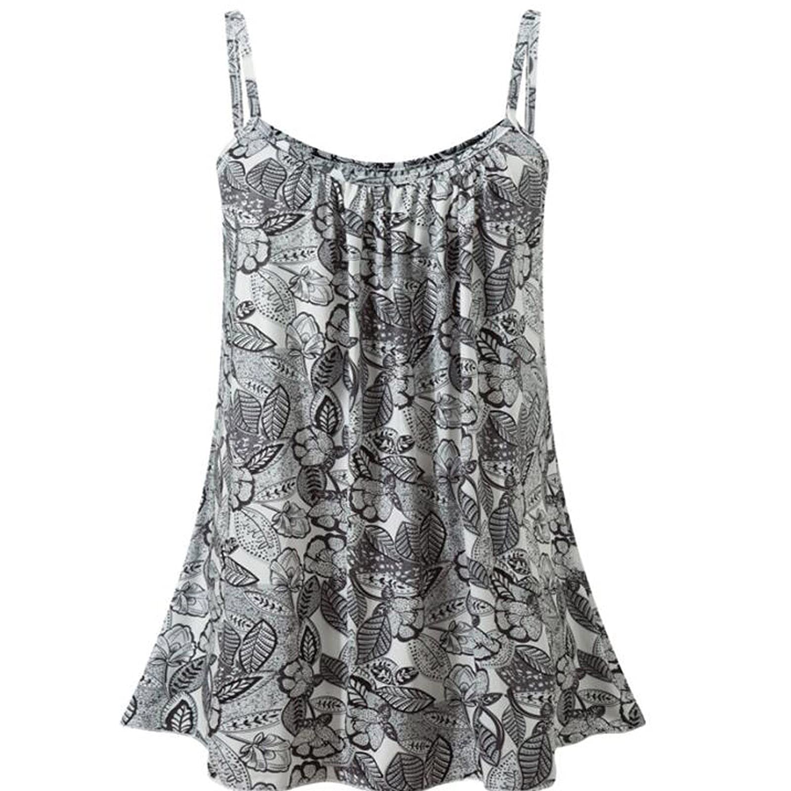 Fanteecy Women's Boho Floral Print Summer Dress - Sleeveless Adjustable Strap Beach Mini Dress for Vacation, Pool Party & Casual Outings