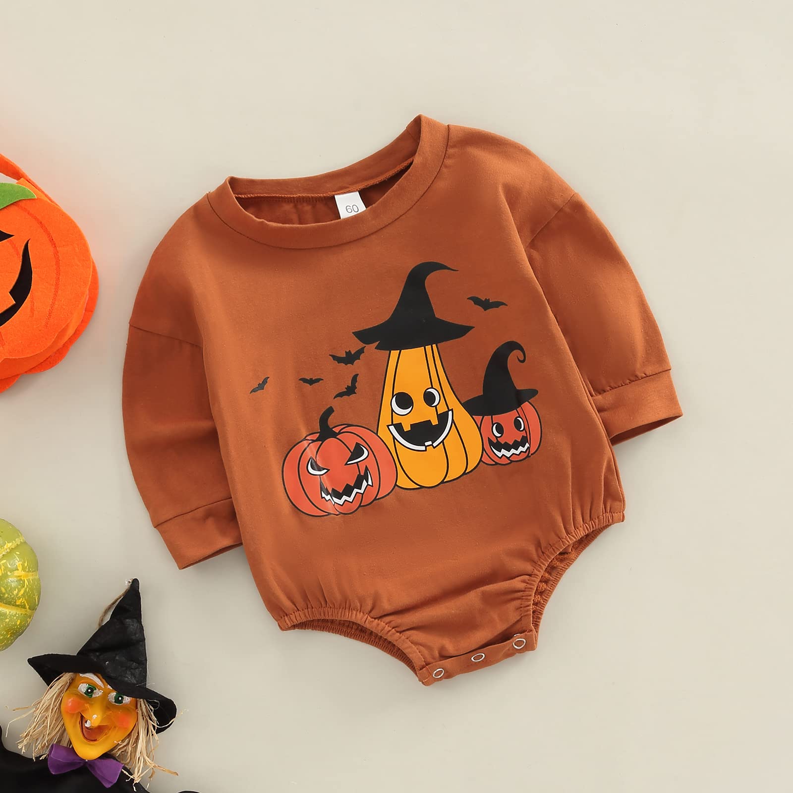 Unisex Baby Bodysuit - Evil Teeth Print Long Sleeve Halloween Outfit for Boys & Girls | Newborn Infant Costume Set for Halloween Parties & Dress-Up Play