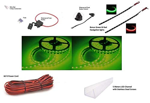 Premium Green Blob Outdoors LED Boat Deck Lighting Kit with Red & Green Navigation Lights - DIY Pontoon Under Deck Lighting for Boats (Green, 20 Pack) - Perfect for Night Cruising, Parties & Water Safety