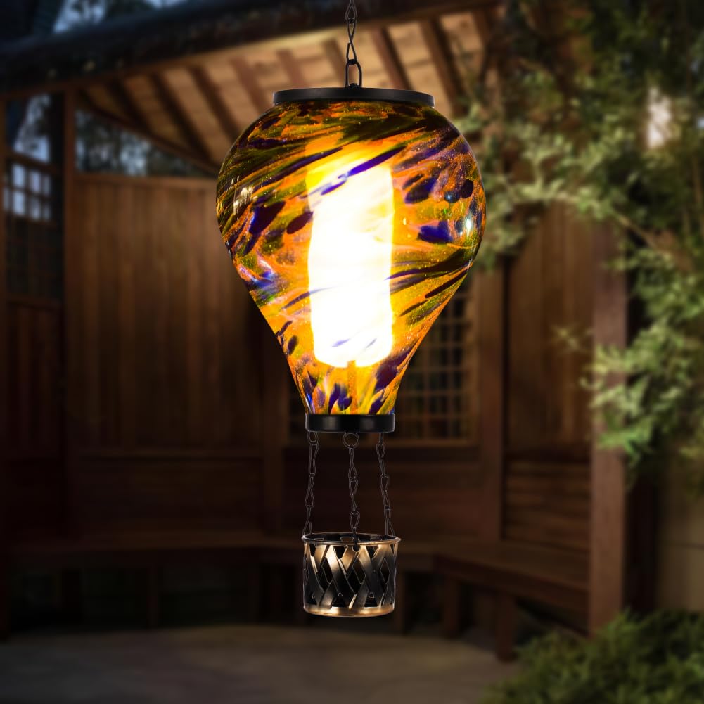 Outdoor Solar Lanterns - Waterproof Hanging Solar-Powered Flame Lights for Garden, Yard, Patio Decor | Perfect Mother's Day Gift & Romantic Ambiance Lighting