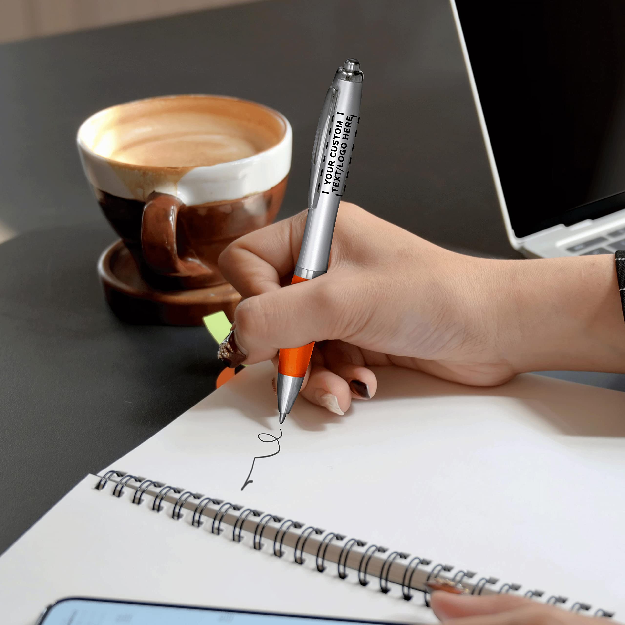Customized Ergonomic Ballpoint Pens with Rubber Grip - 10 Pack Personalized Click-to-Write Pens with Black Ink for School, Office & Business Use | Bulk Promotional Pens for Students, Teachers & Corporate Gifts