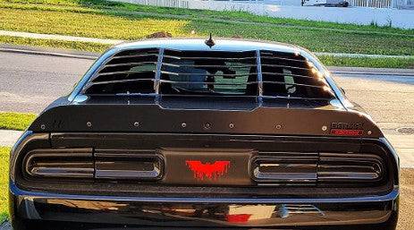 2008-2023 Dodge Challenger V2 Style Rear Window Louver - Black ABS Plastic Sun Shade - Perfect for Summer Driving & Car Shows