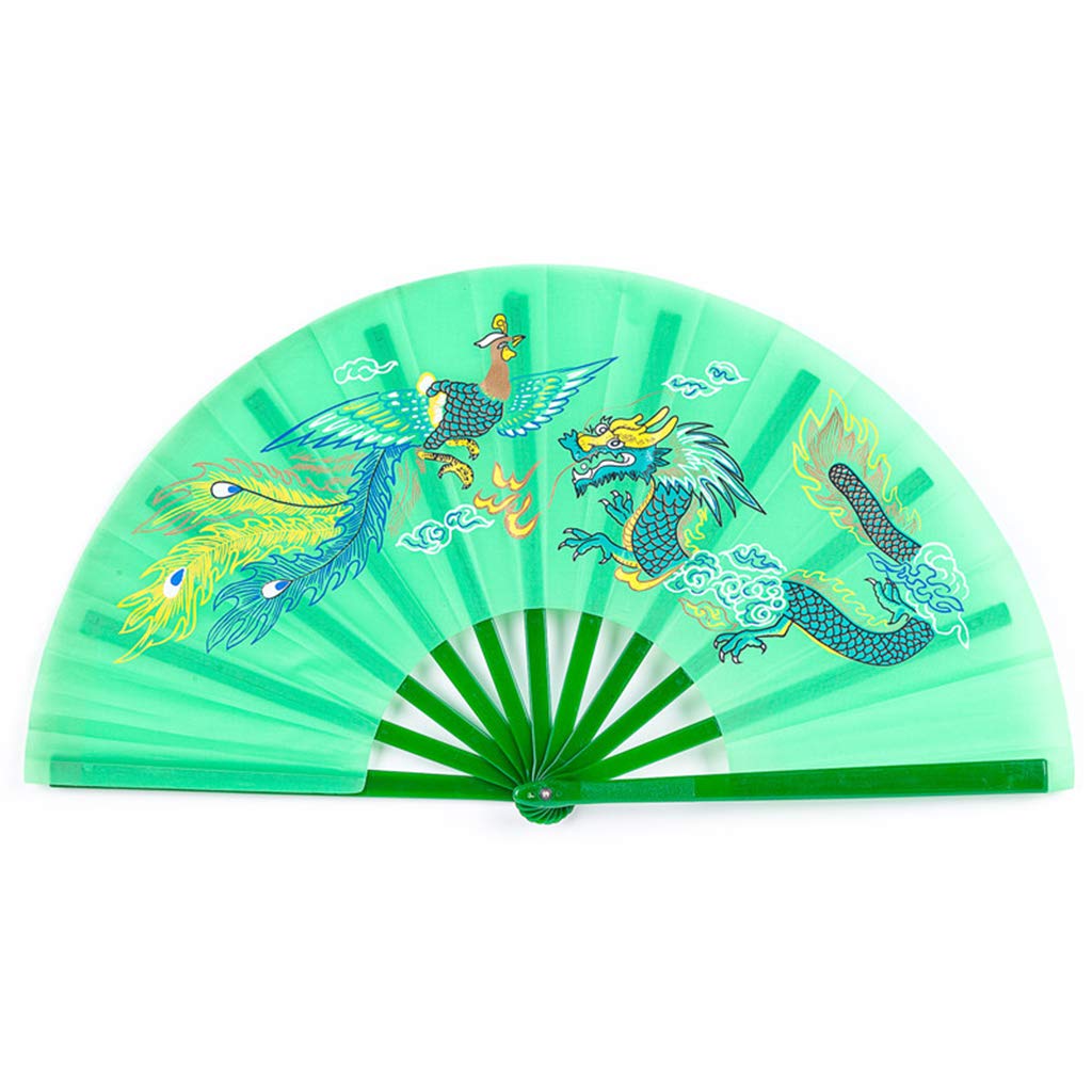 Chinese Kung Fu Fan - Handheld Folding Fan for Tai Chi, Martial Arts & Dance | Dragon Phoenix Design Plastic Fan | Perfect for Performances, Weddings & Cultural Events
