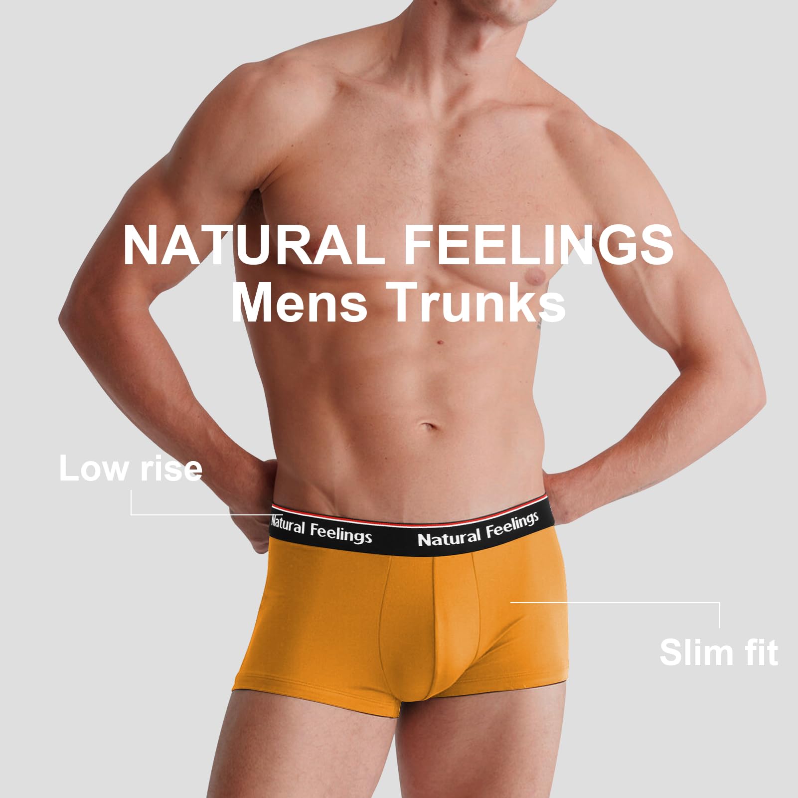 **Natural Feelings Men's Boxer Briefs with Pouch - 4-Pack Breathable Cotton Underwear, 1.5