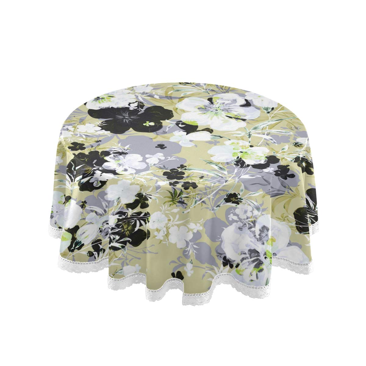 60 Inch Round Floral Watercolor Tablecloth - Elegant Dining & Coffee Table Cover for Home Decor, Parties, and Outdoor Gatherings
