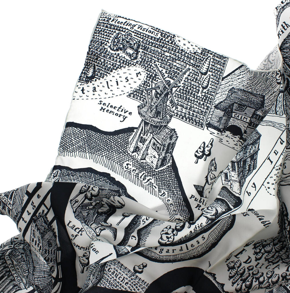 Grayson Perry Map of Days Scarf - Stylish Designer Silk Scarf for Women & Men - Perfect for Fashion Accessories, Gifts & Art Lovers