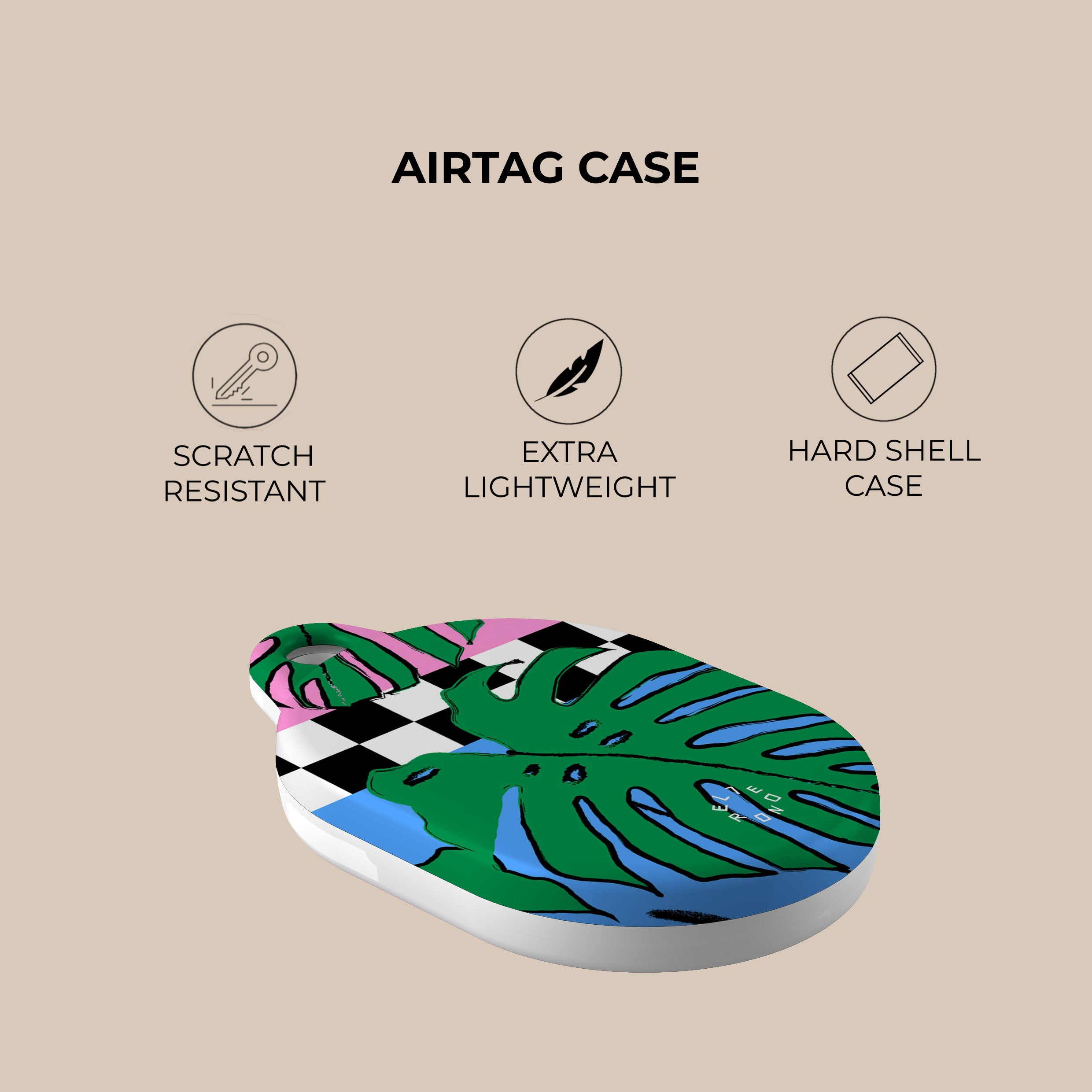 Tropical Leaves AirTag Holder - Waterproof & Durable Keychain for Apple AirTag - Perfect for Travel, Luggage, Backpacks & Pets