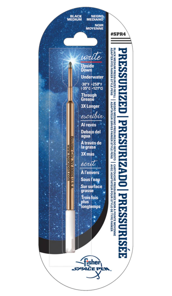 Space Pen Black Ink Refill - Medium Point Pressurized Cartridge for Fisher Space Pens | Perfect for Writing in Extreme Conditions, Zero Gravity & Outdoor Adventures