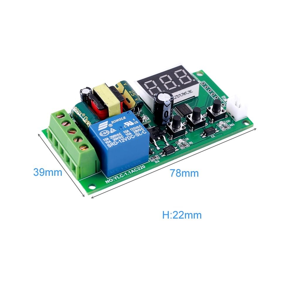DONGKER YLC-1.1AC220 Timer Relay Switch Module - AC 85V-265V LED Display & Button Control for Home Automation, Industrial Equipment, and DIY Projects