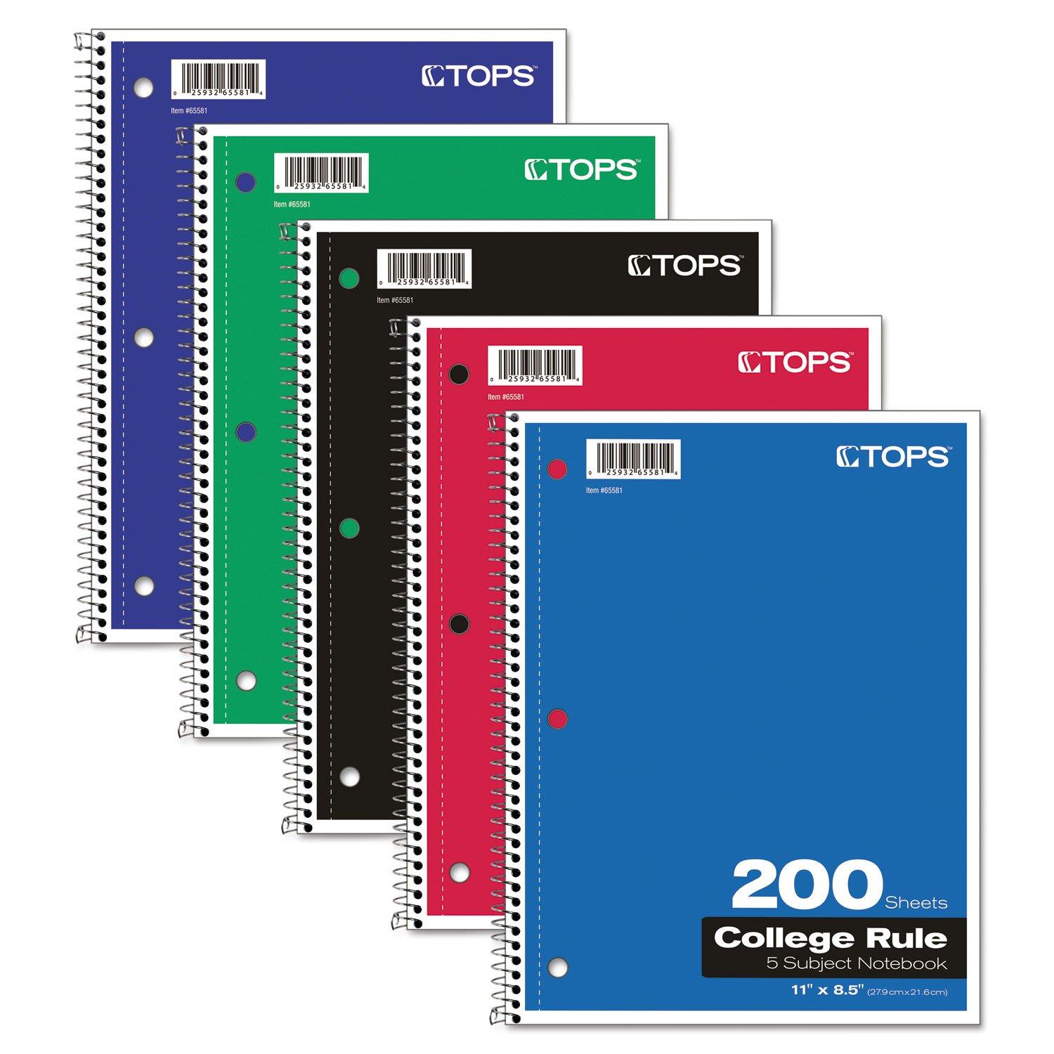 Wirebound 5-Subject Notebook - College Ruled Paper, 200 Pages, Durable Cover for School, Office & Note Taking - Ideal for Students, Professionals & Journaling