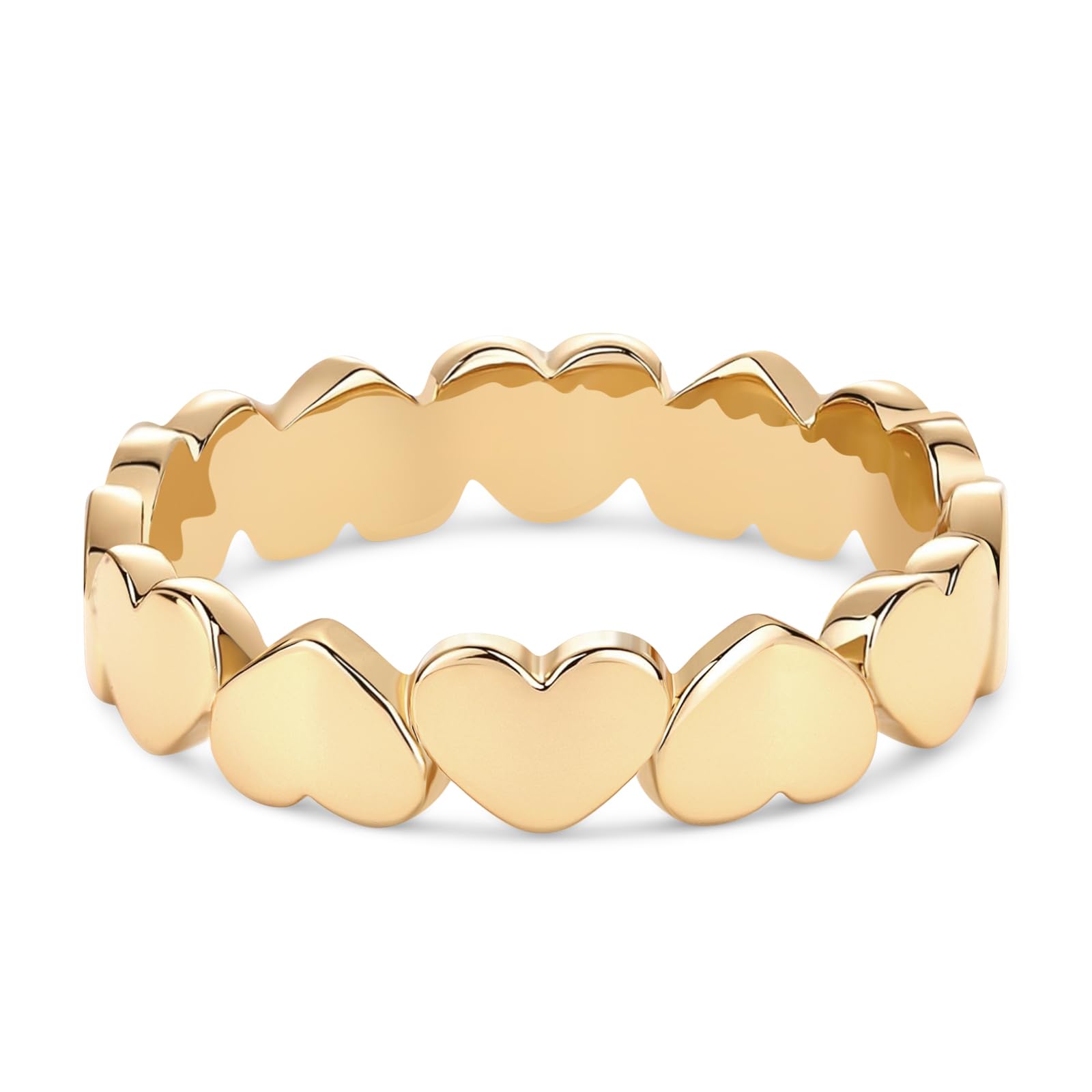14K Gold Plated Heart Stackable Rings for Women - Dainty Minimalist Love Rings | Comfortable & Meaningful Jewelry Gift for Anniversary, Valentine's Day & Everyday Wear