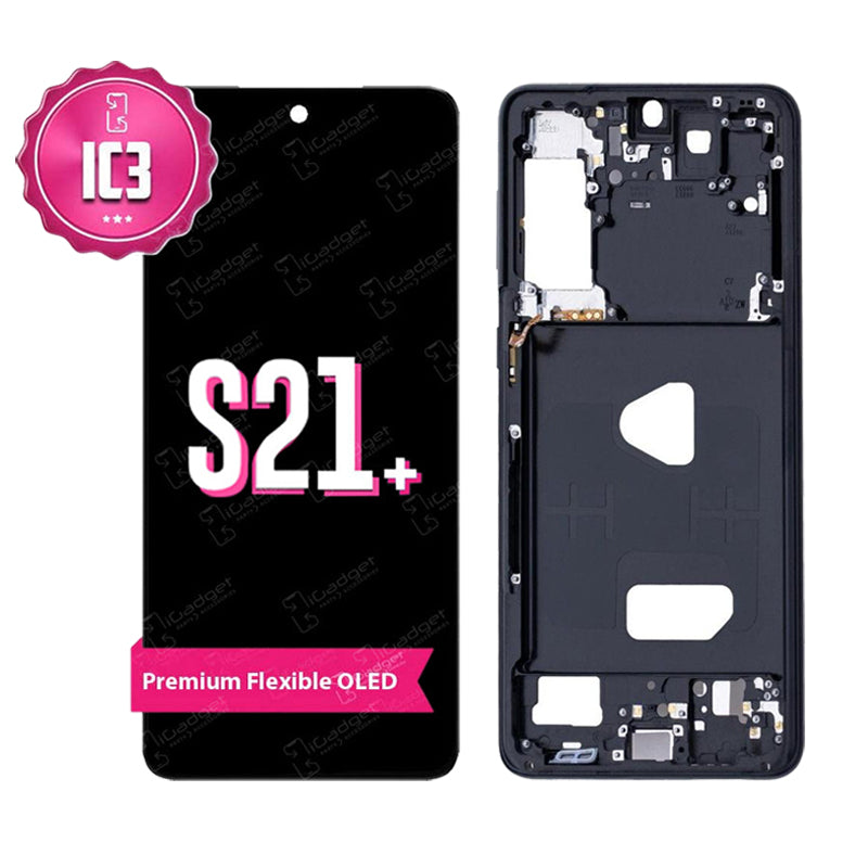 Samsung Galaxy S21 Plus IC3 OLED Screen Replacement with Middle Frame - High-Quality Display Repair Kit for DIY Fixes at Home or Office