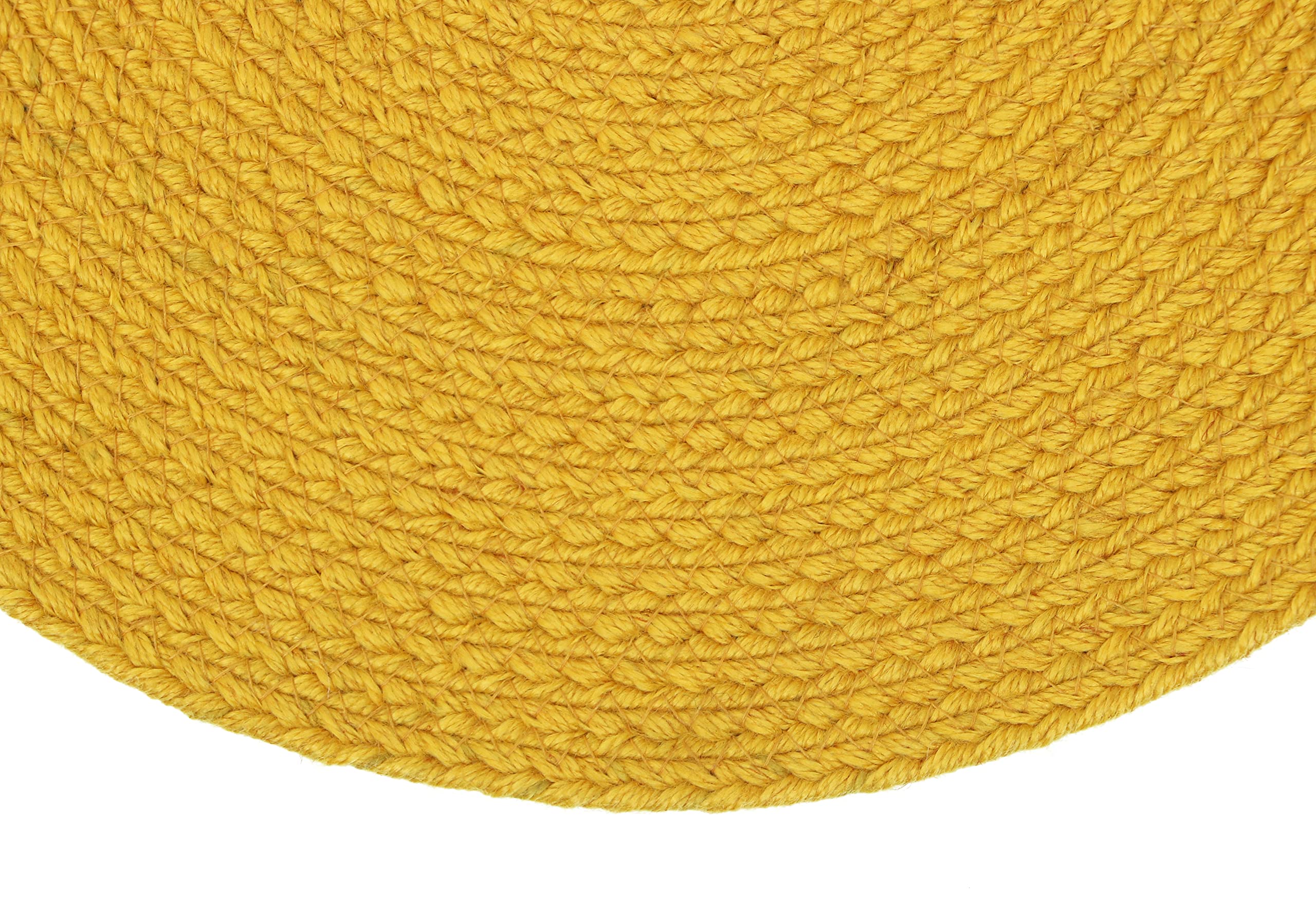Premium Polyester (PET) Braided Round Placemats - 15 Inch Non-Slip Table Mats for Dining Table, Coffee Table, Nightstand, Shelves - Stylish Home Decor Accessories - Perfect for Everyday Use, Parties & Special Occasions (Yellow)