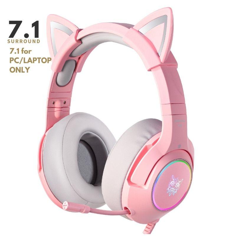 ONIKUMA K9 RGB Stereo Gaming Headset with Cat Ears - Noise Cancelling Mic, Comfortable Over-Ear Design for PS4, Xbox One, PC, Nintendo Switch - Perfect for Gaming, Streaming & Online Classes