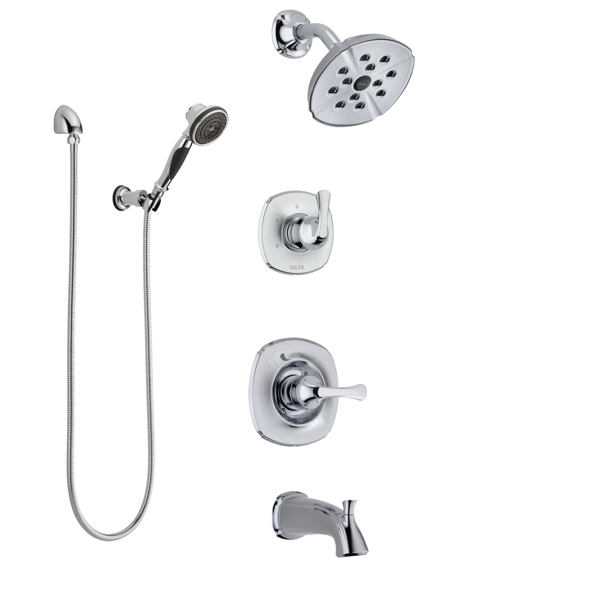 Delta Addison Chrome Finish Tub and Shower System with 3-Setting Diverter, Adjustable Showerhead & Handheld Shower - Perfect for Bathroom Renovations & Spa-Like Showers (Model SS144926)
