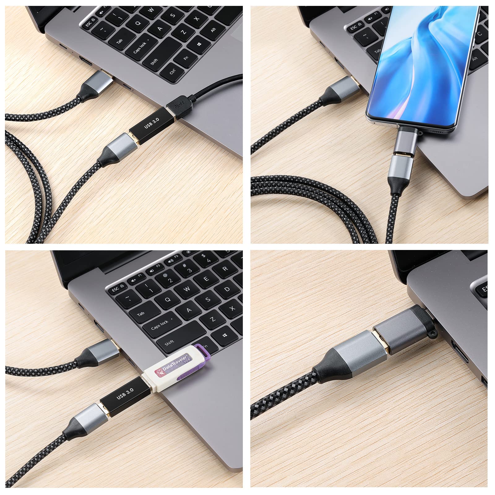 High-Speed USB 3.0 Cable (6.6ft) - USB A Male to USB A Female & USB C Adapter - Fast Charging Sync Cable for Phones, Printers, Laptops - Perfect for Home Office, Travel & Mobile Charging
