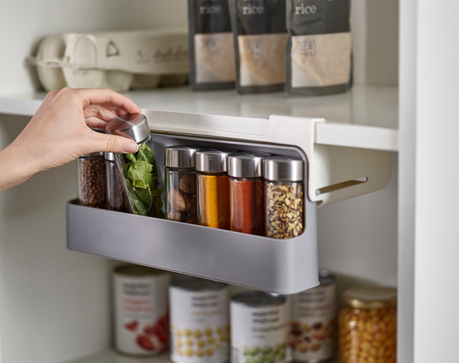 Under Cabinet Spice Rack Organizer - Space Saving Kitchen Storage Solution for Spices, Jars & Condiments - Perfect for Small Kitchens, RVs & Apartments