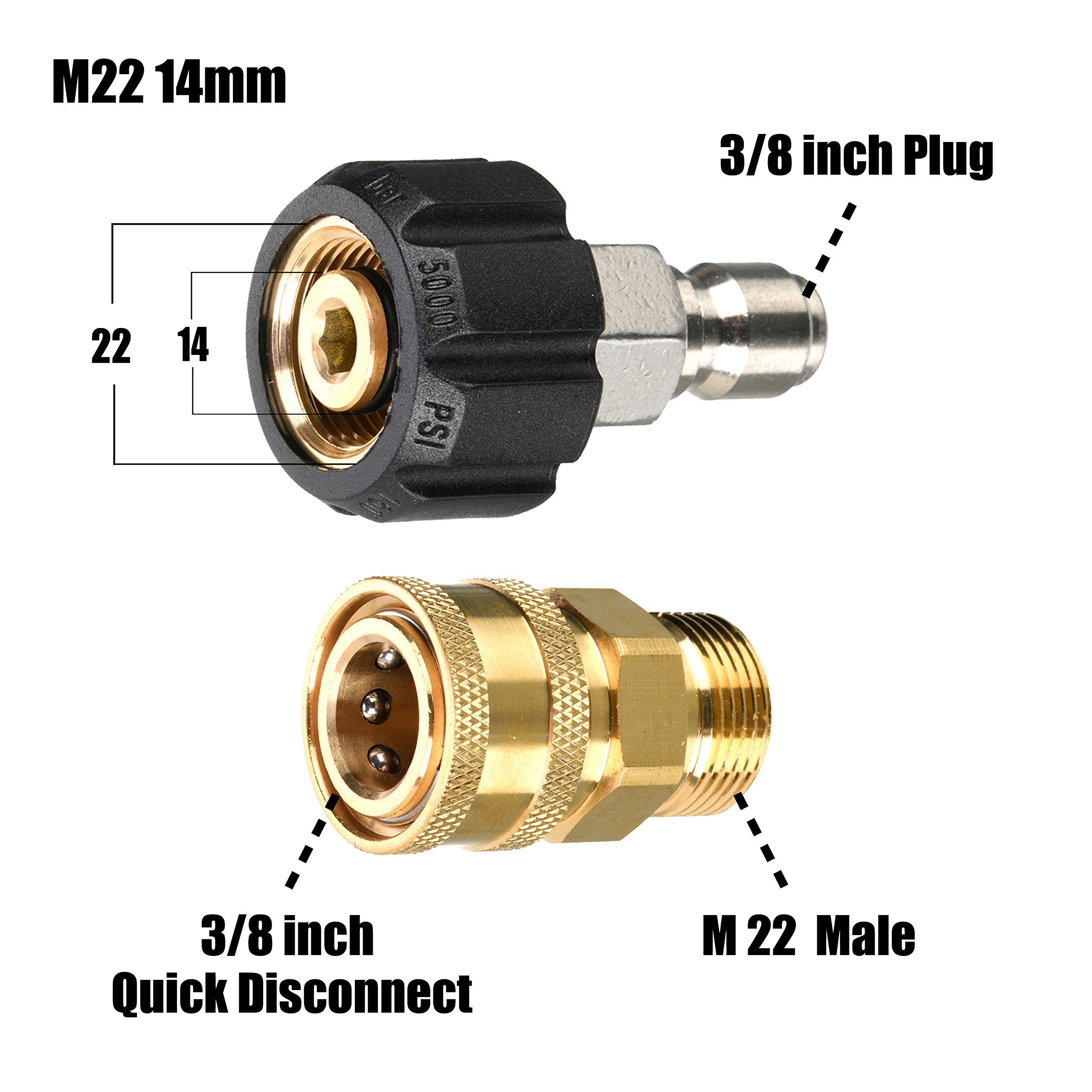 Pressure Washer Adapter Set with Gun & Extension Wand - Heavy Duty Power Washer Nozzle Kit for Home Cleaning, Car Washing, Deck & Driveway Maintenance