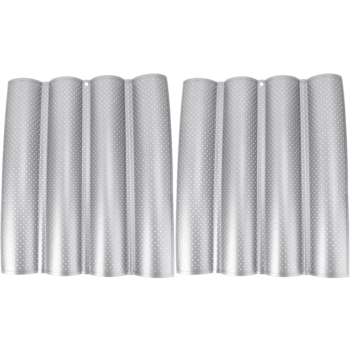 UPKOCH Nonstick Perforated Bread Baking Pan - 4 Wave Loaf Pan for French Bread, Italian Bread & Hotdog Buns (2-Pack) | Perfect for Oven & Toaster | Ideal for Home Baking, Restaurants & Cafes