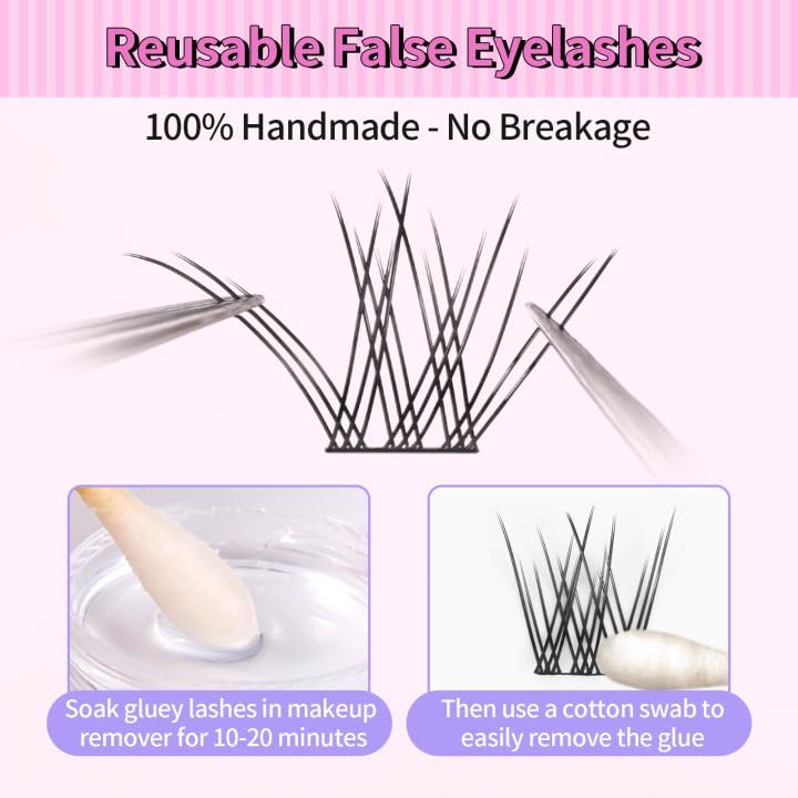 100 Pcs 10-16mm D Curl Wispy Eyelash Clusters - Super Thin Band Manga Natural Look DIY Eyelash Extension Kit with Tweezers for Home Use, Party & Special Occasions