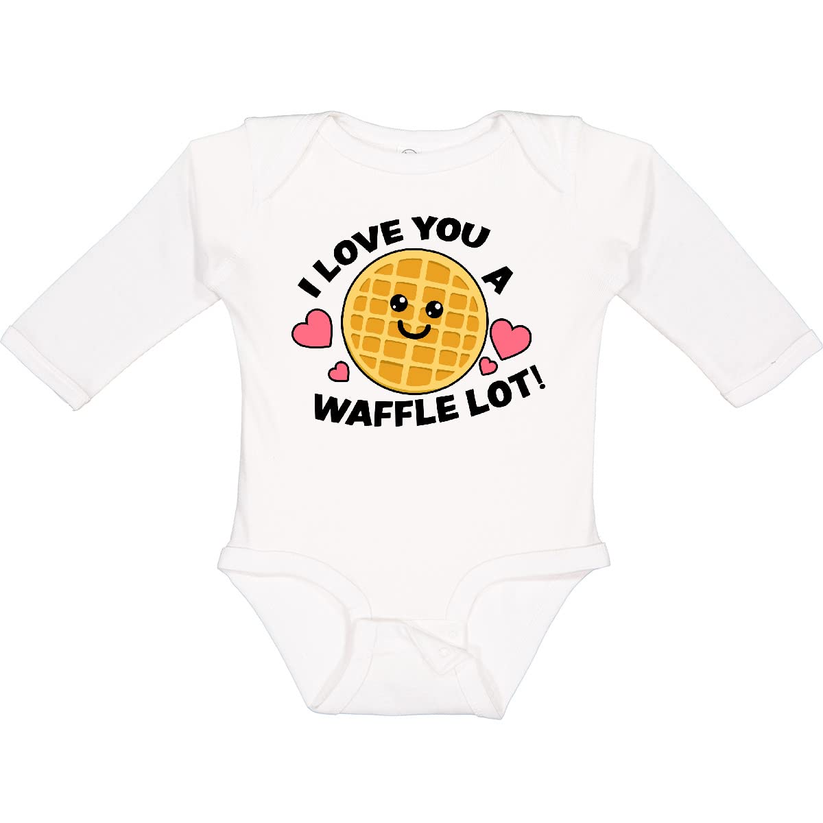 Inktastic 'I Love You a Waffle Lot' Cute Happy Waffle Print Baby Long Sleeve Creeper - Perfect for Family Photos & Breakfast-Themed Outfits