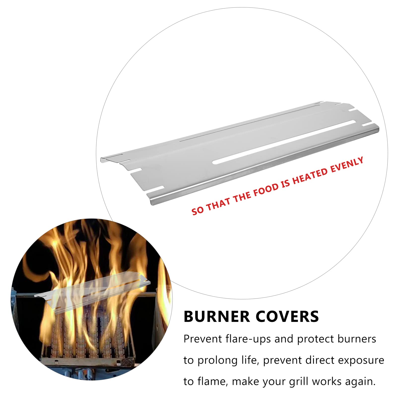 8-Piece Stainless Steel Grill Heat Plate Set - Durable Flame Tamer & Burner Covers for BBQ, Stove & Outdoor Cooking - Universal Replacement Parts for Gas Grills & Camping Equipment - Perfect for Backyard BBQs, Tailgating & Patio Parties
