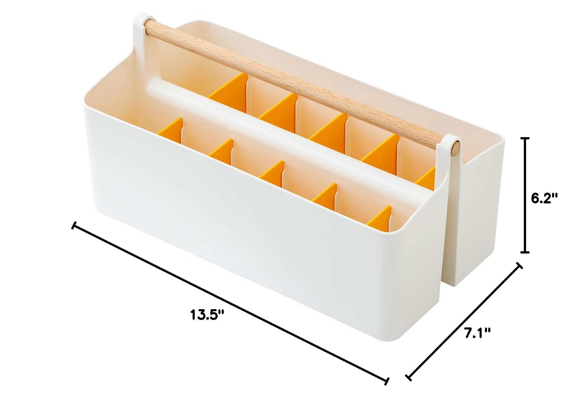 Art Supply Organizers Caddy with Handle - Large Desk & Makeup Storage Tote in White & Yellow - Perfect for Artists, Students & Office Organization