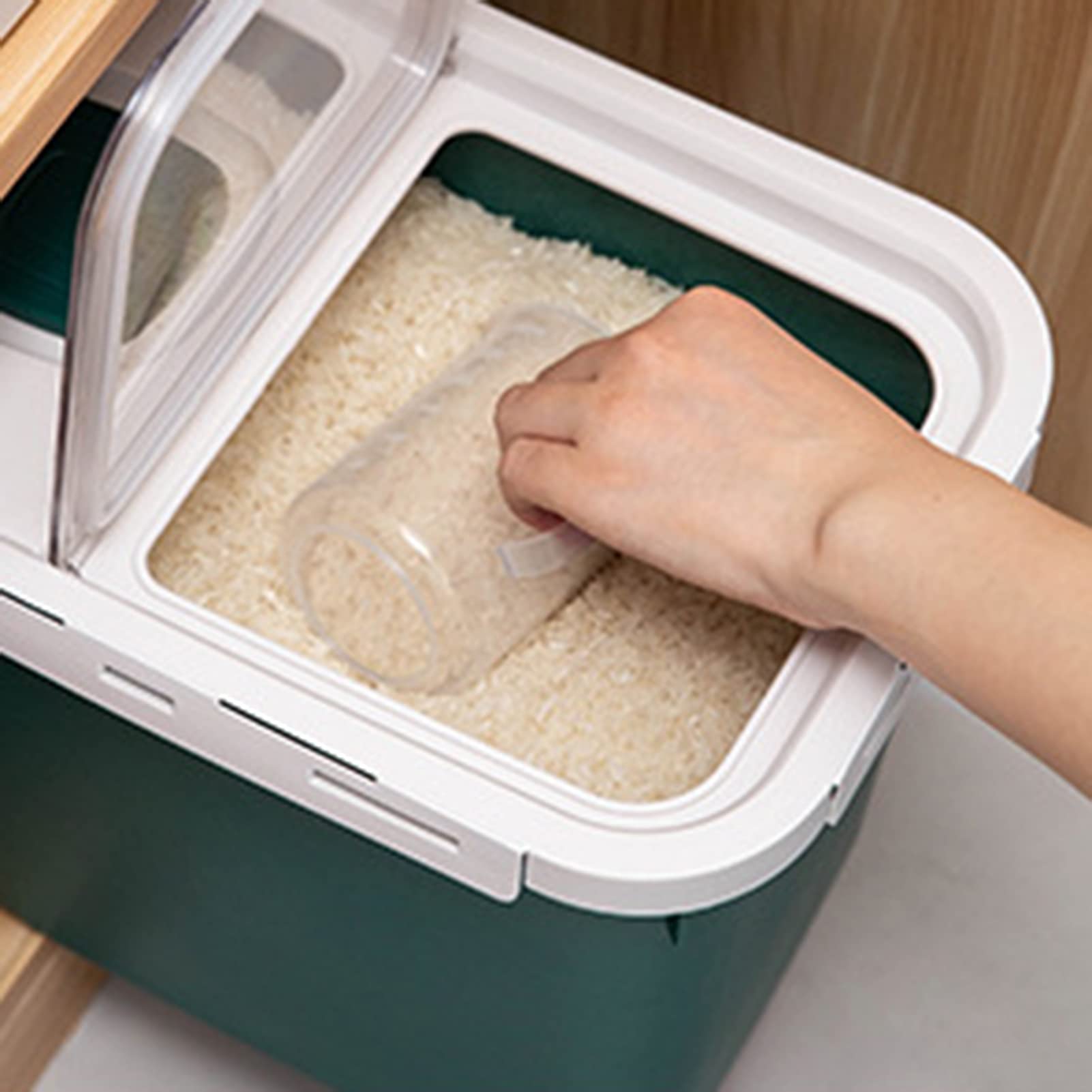 22lbs BPA-Free Airtight Food Storage Container with Wheels - Large Plastic Cereal, Rice, Pet Food Storage Bin for Kitchen Pantry Organization | Ideal for Dry Goods, Dog Food, Cat Food & Bulk Food Storage (Grey)