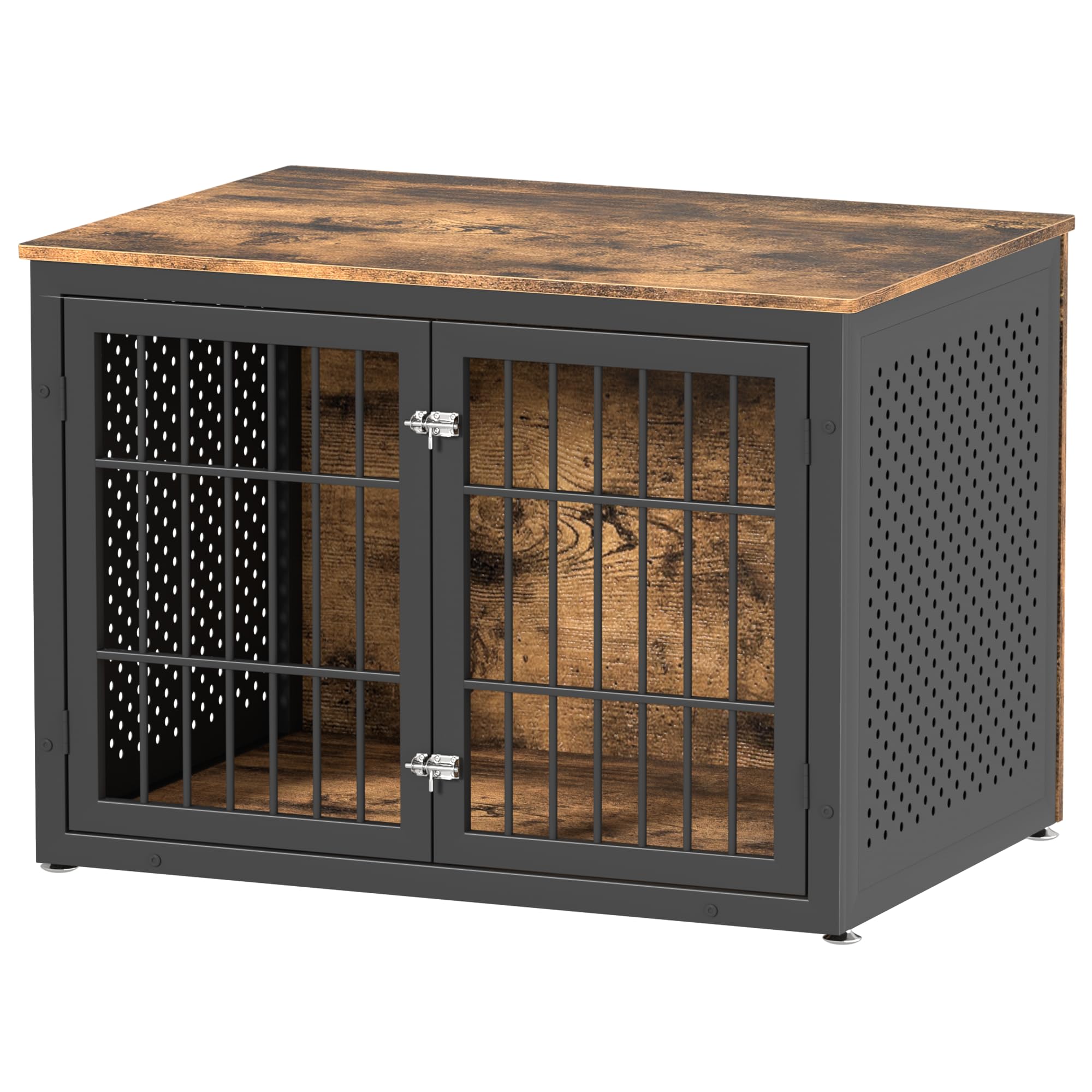 **Heavy Duty Rustic Dog Crate Furniture for Large & Medium Dogs – Indestructible Metal & Wooden Kennel – Enclosed Design for Indoor Use – Decorative Dog Kennel End Table – Perfect for Living Rooms, Bedrooms & Home Decor**