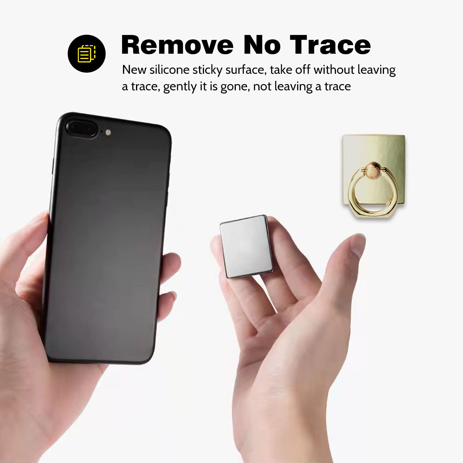 2 Pack 360° Rotating Phone Ring Holder with 180° Adjustable Kickstand - Polished Metal Phone Grip for iPhone Samsung (Gold) | Perfect for Watching Videos, Taking Selfies & Secure One-Hand Use