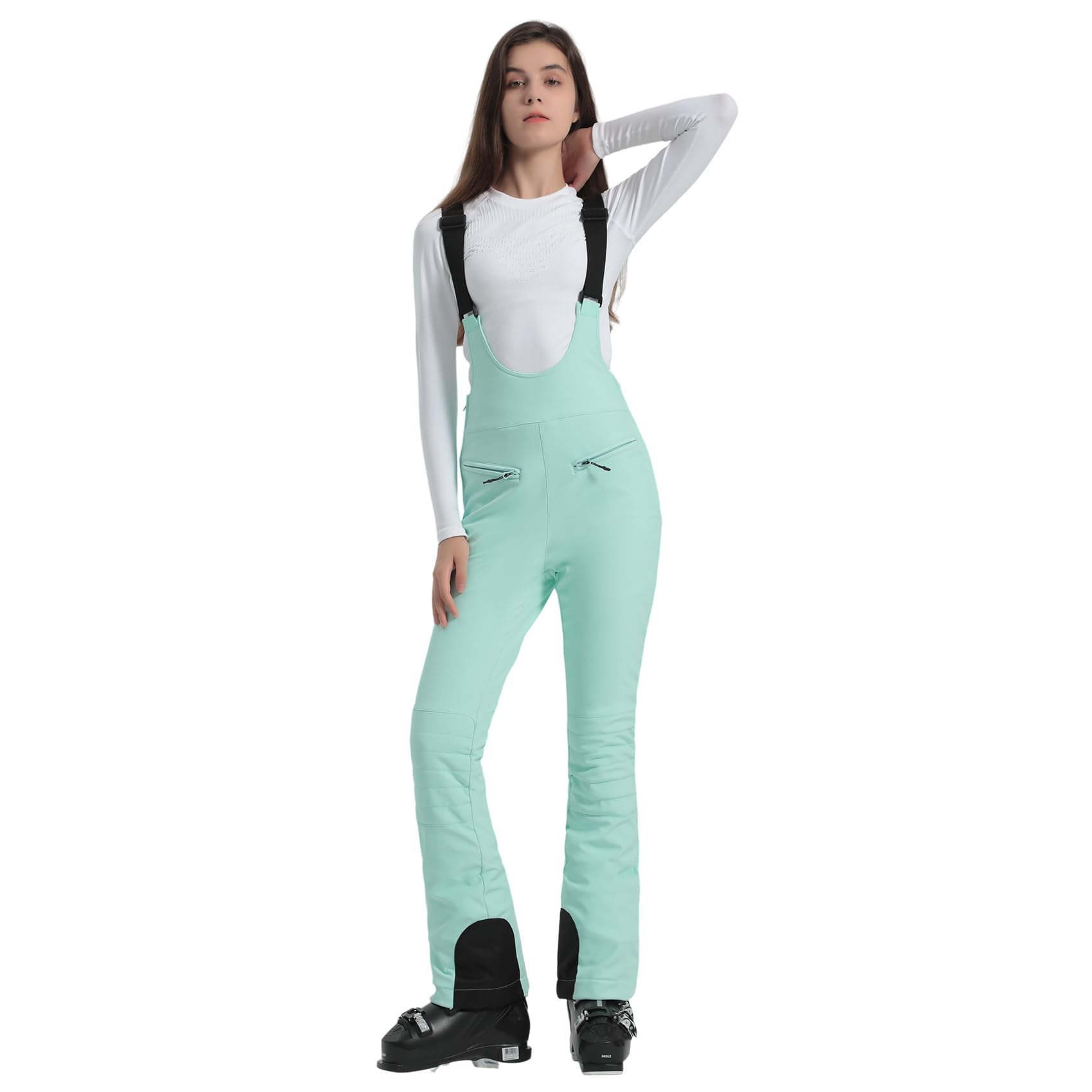 GSOU SNOW Women's Insulated Waterproof Ski Bib Overalls - Windproof Snow Pants for Skiing & Snowboarding - Warm Winter Snowsuit for Outdoor Activities