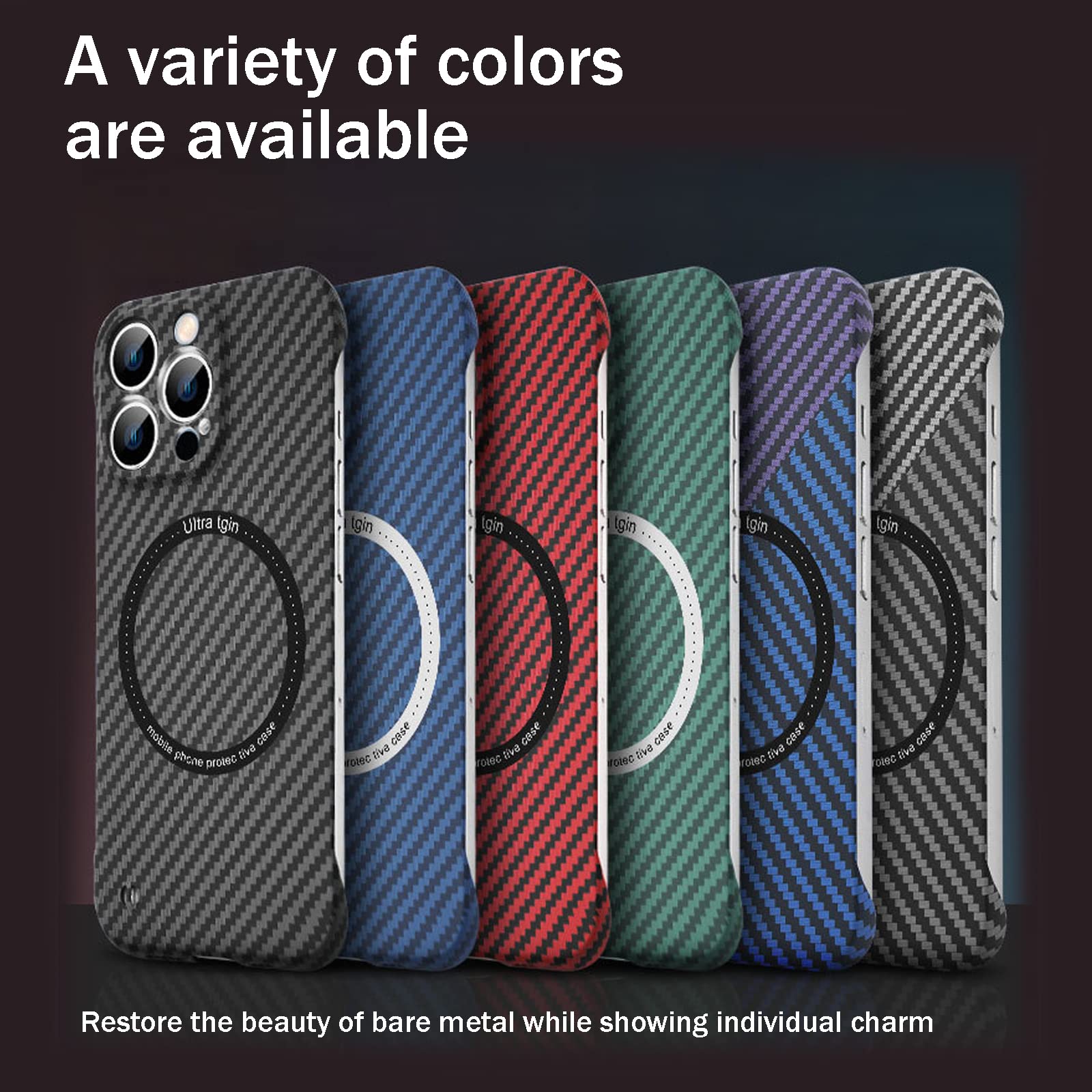 Premium Carbon Fiber Magnetic Charging Case for iPhone 11/12/13 Pro Max - Slim Shockproof Borderless Design (Silver Black, iPhone 12 Pro) | Perfect for Work, Travel & Everyday Protection