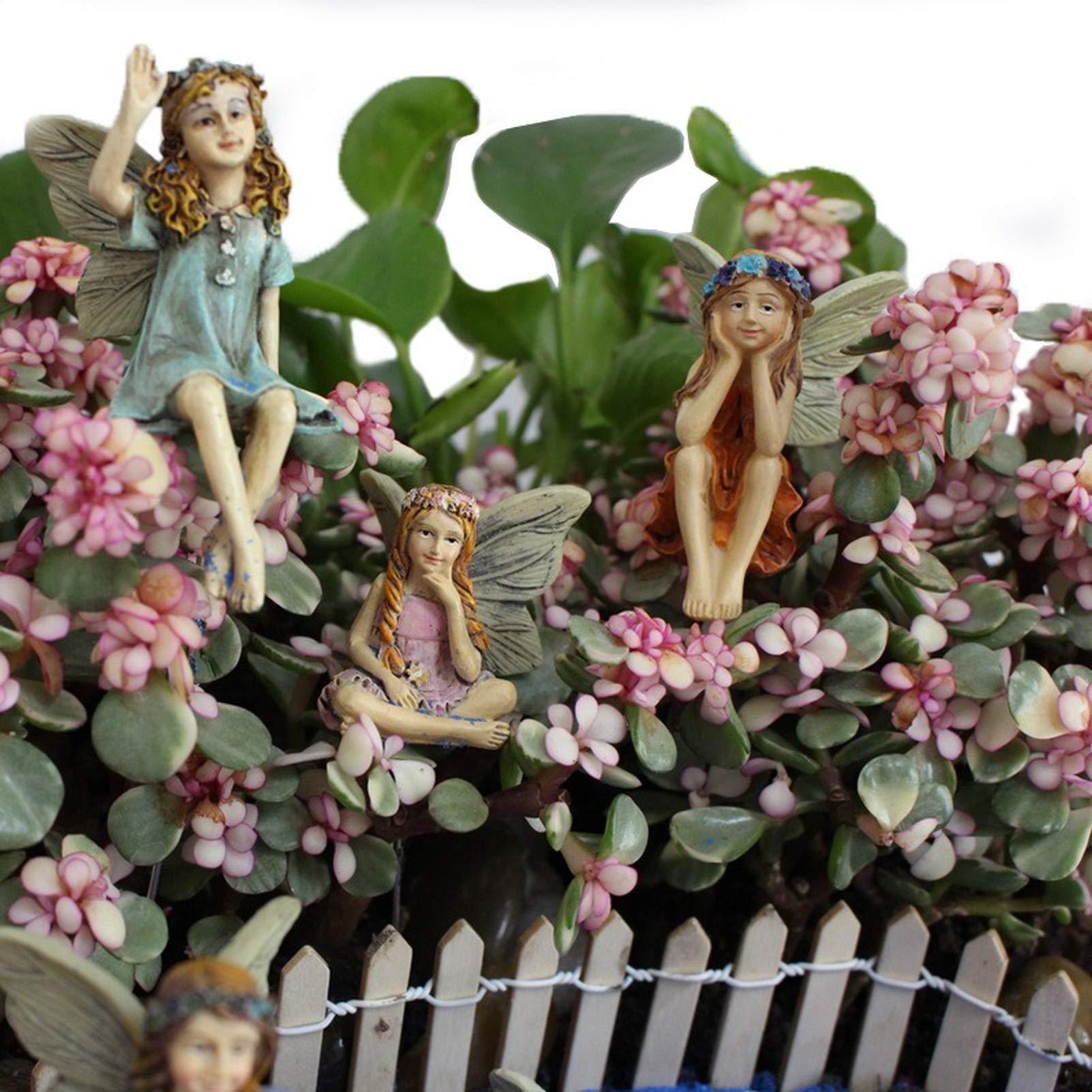 Set of 6 Miniature Fairy Garden Figurines - Flower Fairies with Wings, Pixie Family Decor for Home & Garden - Perfect for Fairy Gardens, Terrariums & DIY Crafts