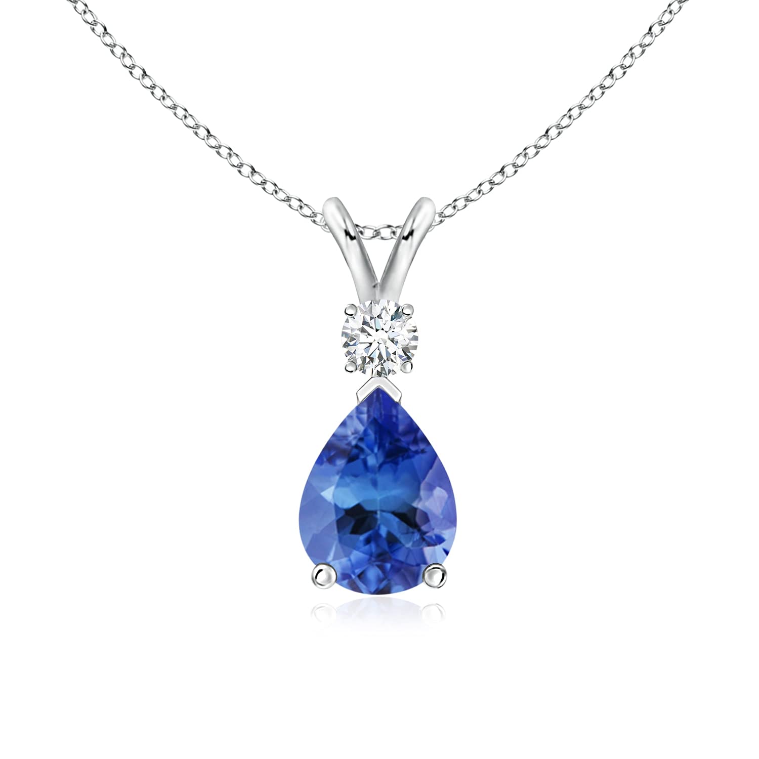 Angara Natural Tanzanite Teardrop Pendant Necklace with Diamond Accents (1.1 cttw AA Tanzanite) - Elegant Jewelry Gift for Women, Perfect for Weddings, Anniversaries & Special Occasions