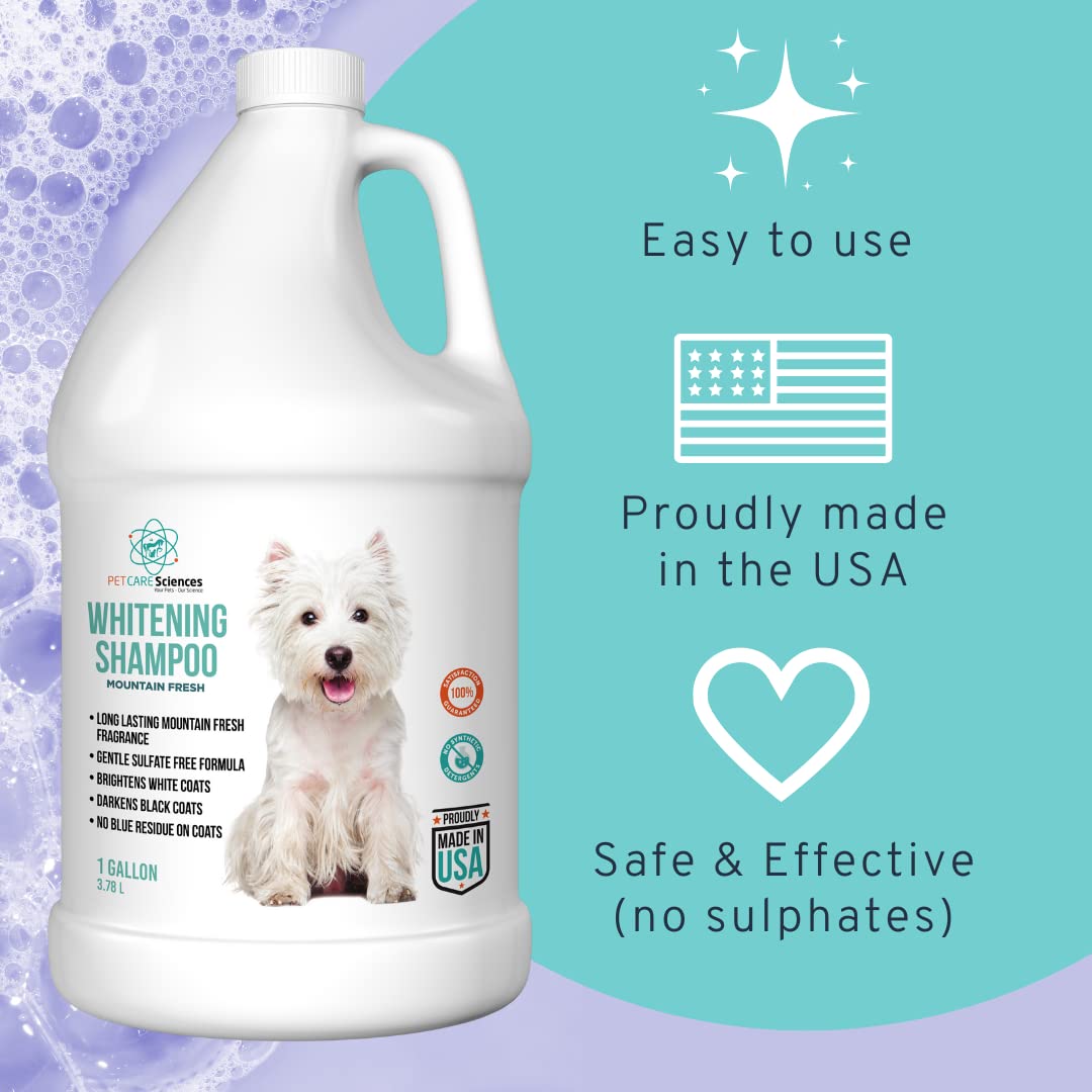 1 Gallon Dog Whitening Shampoo for White Coats | Brightening Puppy Shampoo with Fur Whitener | Made in USA | Perfect for Show Dogs, Senior Pets & Stain Removal