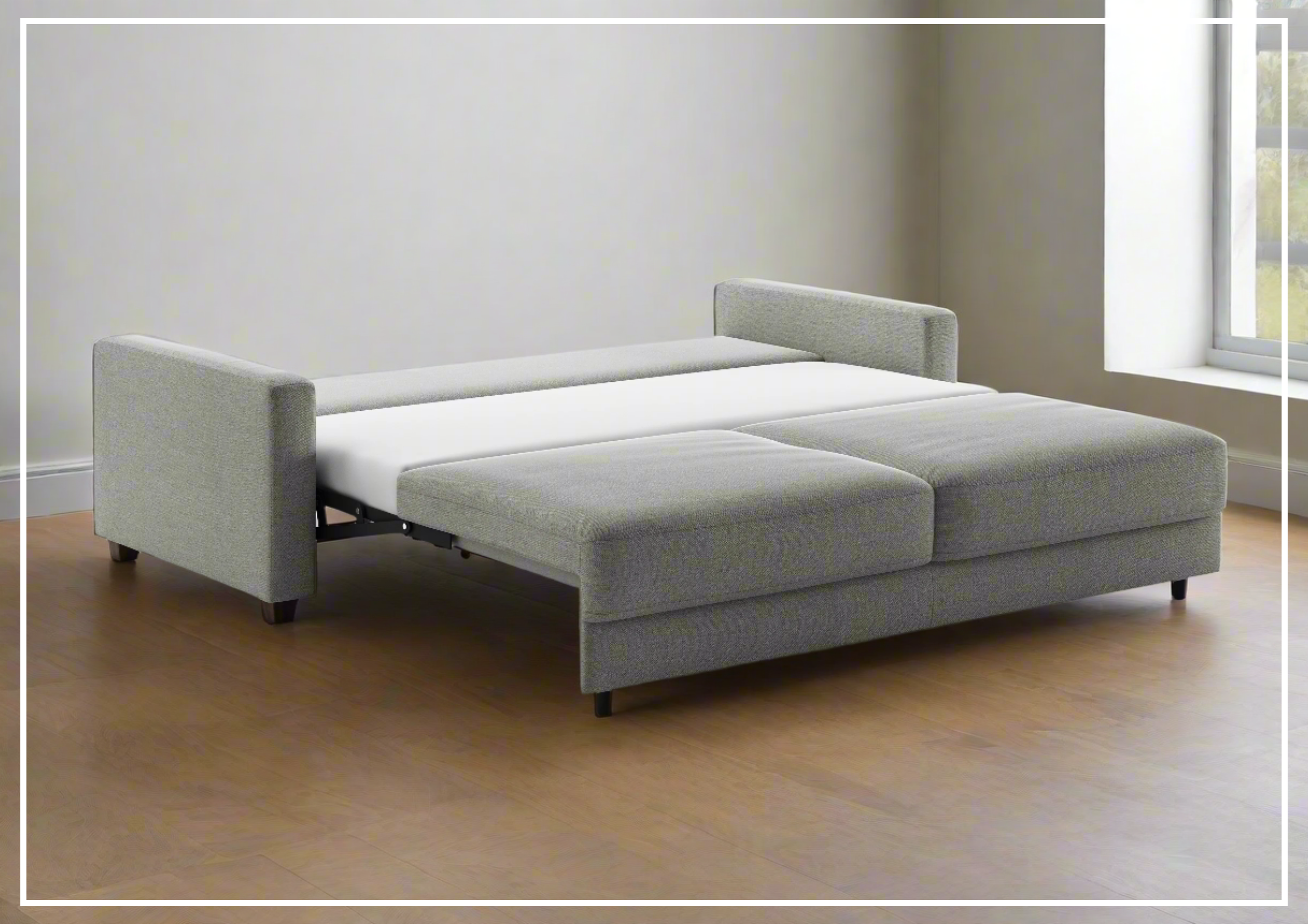 Luonto Hampton Sleeper Sofa Bed - King & Queen Size with Walnut/Chrome Legs - Perfect for Guest Rooms, Small Apartments & Home Offices