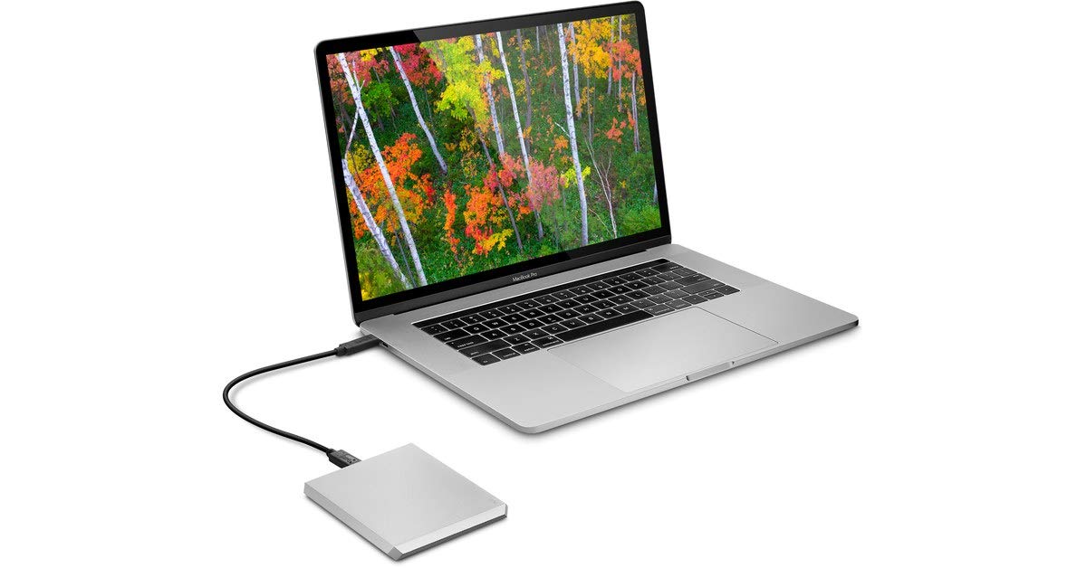 LaCie 2TB Mobile Drive External Hard Drive HDD - USB-C USB 3.0 Portable Storage for Mac & PC - Moon Silver with Data Rescue Services (STHG2000400) - Perfect for Backup, Travel & Creative Professionals